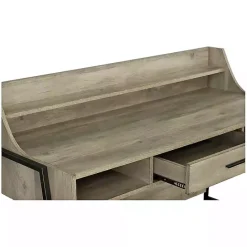 Hot Kirklands Home Wood & Black Metal Tall Back Desk Brown