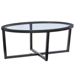 New Kirklands Home Wood & Glass Top 3-pc. Table Set Brown