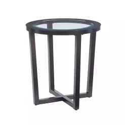 New Kirklands Home Wood & Glass Top 3-pc. Table Set Brown