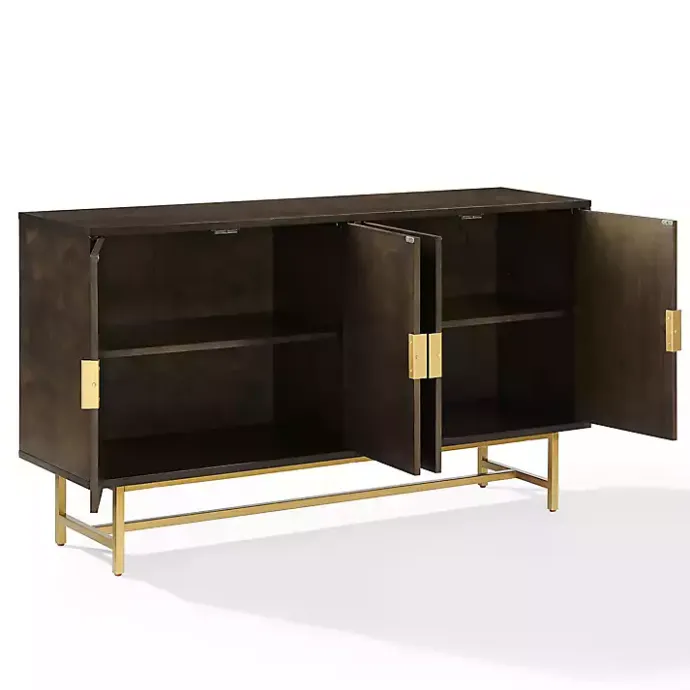Kirklands Home Wood & Gold Metal Sideboard Brown