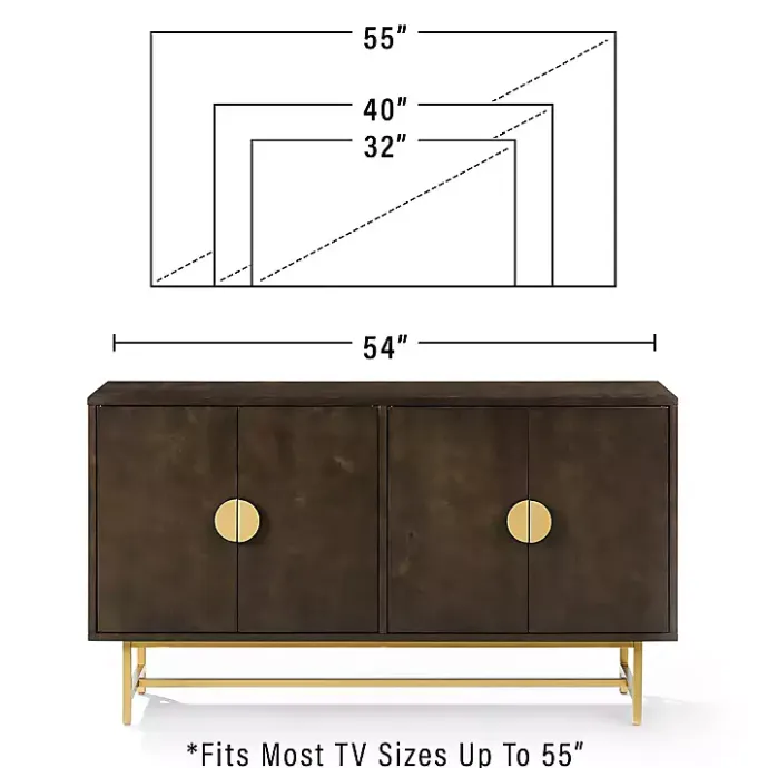 Kirklands Home Wood & Gold Metal Sideboard Brown
