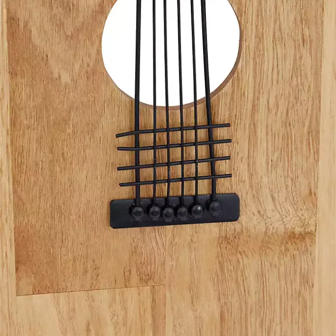 New Kirklands Home Brown Wood Acoustic Guitar Wall Plaque