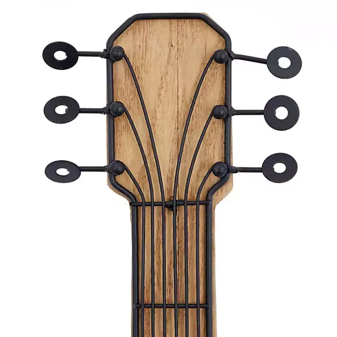 New Kirklands Home Brown Wood Acoustic Guitar Wall Plaque