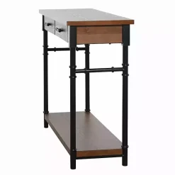 New Kirklands Home Brown Wood and Black Metal Ruth Console Table