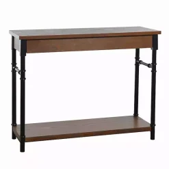New Kirklands Home Brown Wood and Black Metal Ruth Console Table