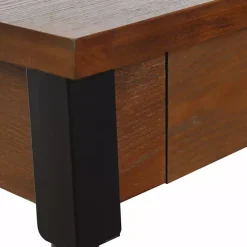 New Kirklands Home Brown Wood and Black Metal Ruth Console Table
