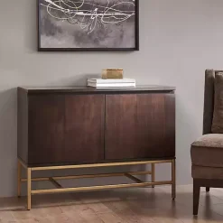 Kirklands Home Wood and Gold Martha Stewart Cabinet Brown
