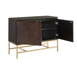 Kirklands Home Wood and Gold Martha Stewart Cabinet Brown
