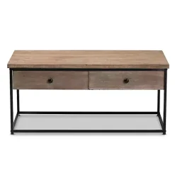 Online Kirklands Home Wood and Metal 2-Drawer Coffee Table Brown