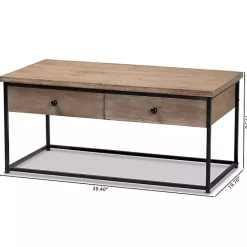 Online Kirklands Home Wood and Metal 2-Drawer Coffee Table Brown