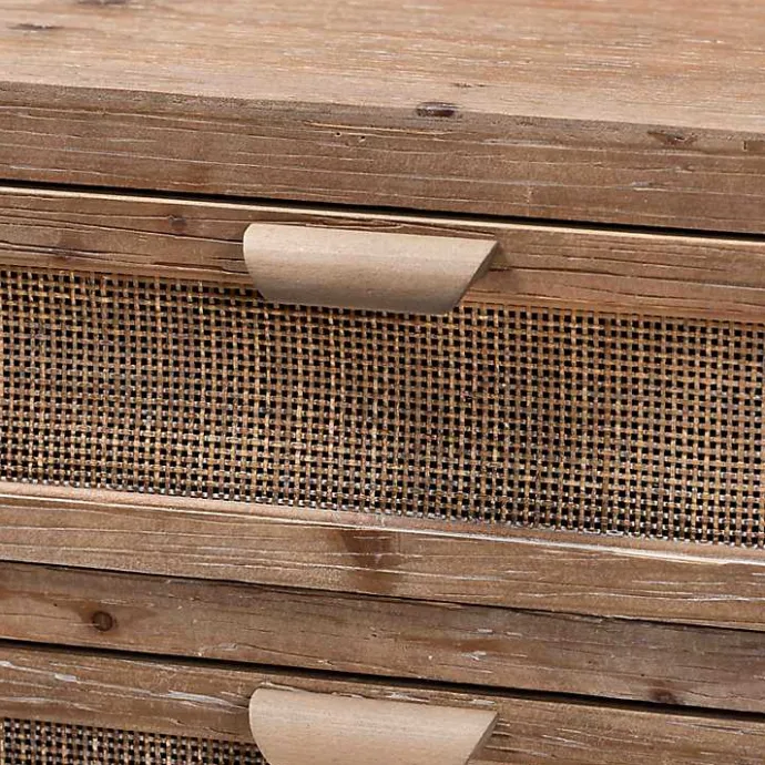 Online Kirklands Home Wood and Rattan 3-Drawer Cabinet Brown