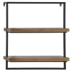 Online Kirklands Home Brown Wood Black Metal Frame Wall Shelves