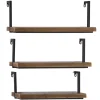 Hot Kirklands Home Brown Wood Black Metal Frame 3-pc. Wall Shelves