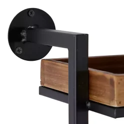 Sale Kirklands Home Brown Wood Black Metal Pipe Frame Wall Shelf