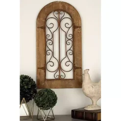 Discount Kirklands Home Wood Black Metal Scrollwork Wall Plaque Brown