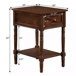 Kirklands Home Wood Charging Traditional Accent Table Brown