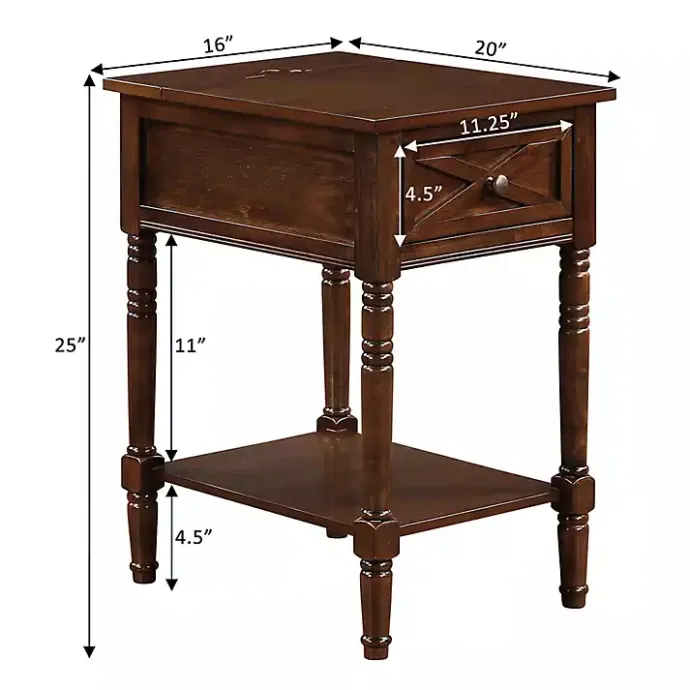 Kirklands Home Wood Charging Traditional Accent Table Brown