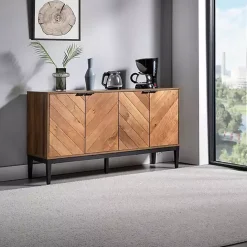 Online Kirklands Home Wood Chevron 4-Door Sideboard Brown