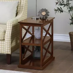Best Kirklands Home Wood Double X Sides Accent Table Brown