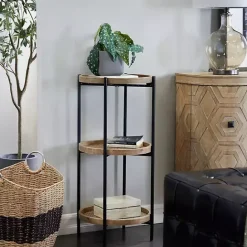 Sale Kirklands Home Wood Mesh Woven 3-Tier Accent Table Brown