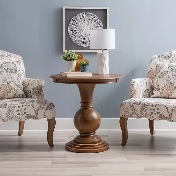 Sale Kirklands Home Wood Round Base Side Table Brown