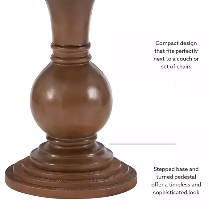 Sale Kirklands Home Wood Round Base Side Table Brown