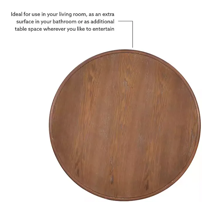 Sale Kirklands Home Wood Round Base Side Table Brown