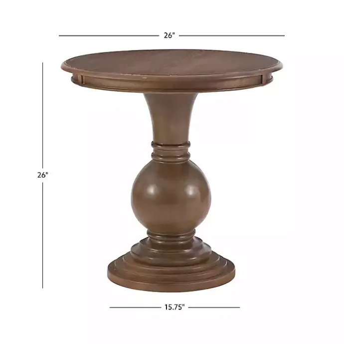Sale Kirklands Home Wood Round Base Side Table Brown