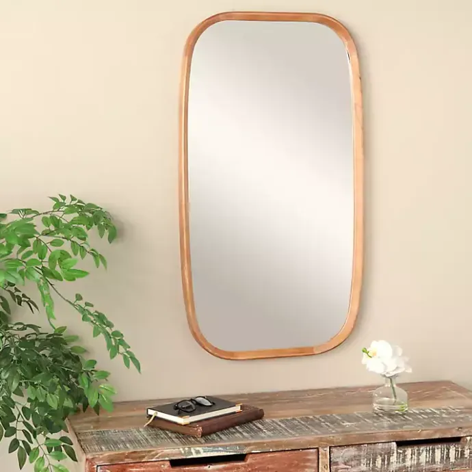 Clearance Kirklands Home Wood Rounded Edges Mirror Brown