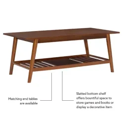 Clearance Kirklands Home Wood Slatted Bottom Shelf Coffee Table Brown