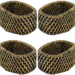 Online Kirklands Home Woven Rattan Oval Napkin Rings, Set of 4 Brown