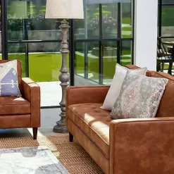 Kirklands Home Wyatt Faux Leather Sofa Brown