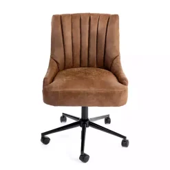 New Kirklands Home Wyatt Faux Leather Swivel Office Chair Brown