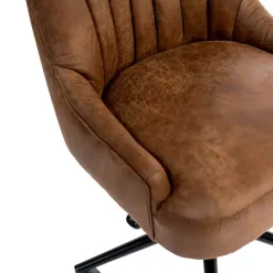 New Kirklands Home Wyatt Faux Leather Swivel Office Chair Brown