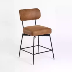 Clearance Kirklands Home Wyatt Faux Leather Swivel Counter Stool Brown