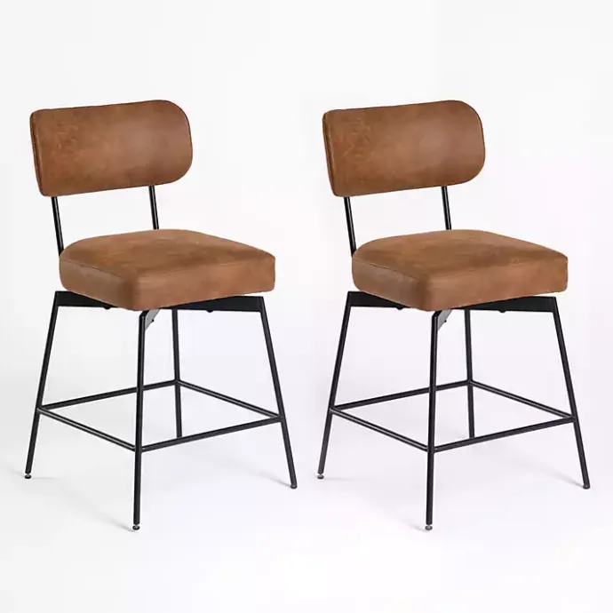 Online Kirklands Home Wyatt Swivel Counter Stools, Set of 2 Brown