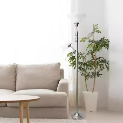 Hot Kirklands Home Brushed Nickel Base Marble Glass Shade Floor Lamp Gray