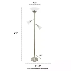 Hot Kirklands Home Brushed Nickel 3-Scallop Glass Floor Lamp Gray