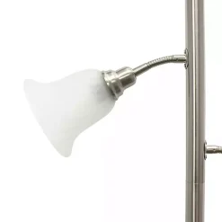 Hot Kirklands Home Brushed Nickel 3-Scallop Glass Floor Lamp Gray