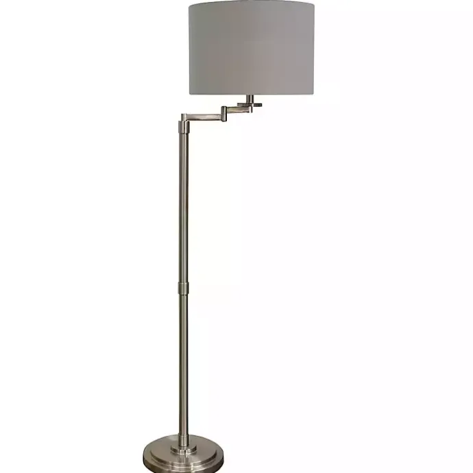 Discount Kirklands Home Brushed Steel Adjustable Swing Arm Floor Lamp Tan