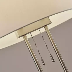 New Kirklands Home Brushed Steel Double-Bulb Oval Floor Lamp Ivory