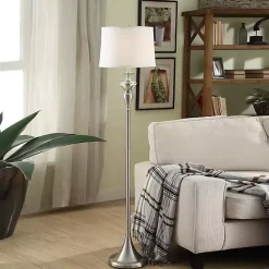 New Kirklands Home Brushed Steel Fluted Floor Lamp White