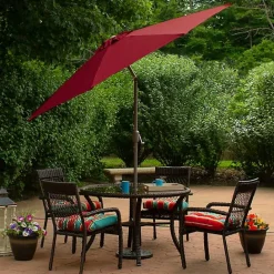 New Kirklands Home Burgundy Tilt Hand Crank Outdoor Umbrella