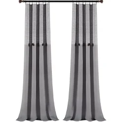 Clearance Kirklands Home Buttons and Stripes Curtain Panel Set, 84 in. Gray