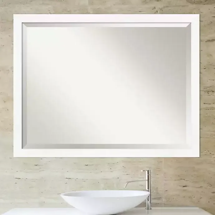 Hot Kirklands Home Cabinet White Narrow Frame Beveled Mirror