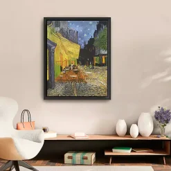 Kirklands Home Cafe Terrace at Night Framed Canvas Art Print