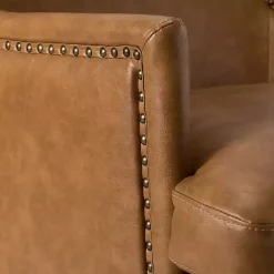 New Kirklands Home Camel Faux Leather Ophelia Accent Chair Tan
