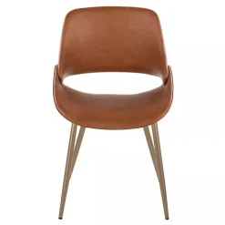 New Kirklands Home Camel Faux Leather Scooped Accent Chairs, Set of 2 Brown