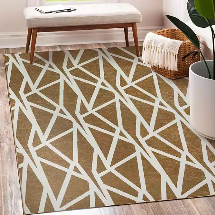 Sale Kirklands Home Camel Intersections Washable Area Rug, 5x7