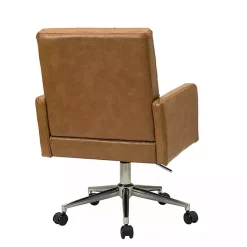 Hot Kirklands Home Camel Tufted Faux Leather Swivel Office Chair Tan